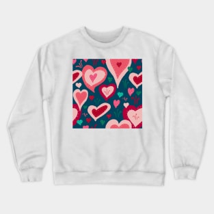 Red Pink Green Hearts with White Dots Crewneck Sweatshirt